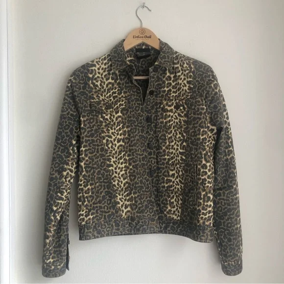 ATM Anthony Thomas Melillo Size Small Leopard-Print Button-Front Denim Jacket - Picture 2 of 11